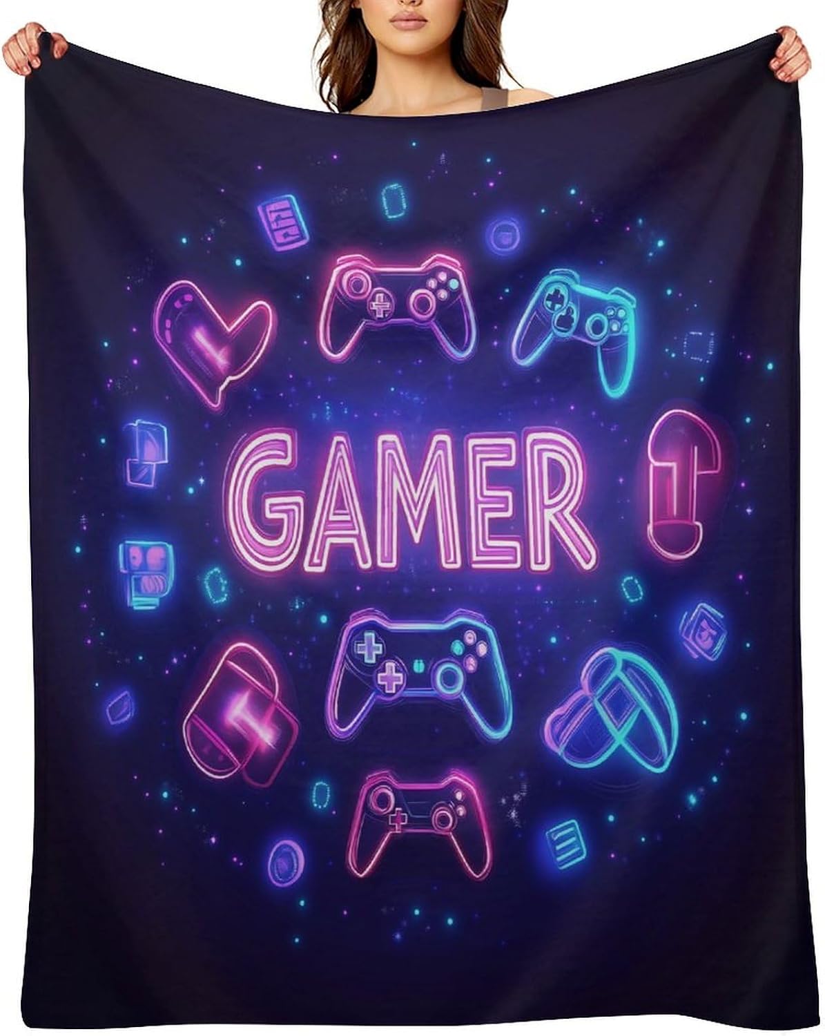 Gamer Gifts For Boys/Men/Teens, Best Game Room Decor Gifts, Soft Flannel Gamer Wearable Hooded Blanket For Kids