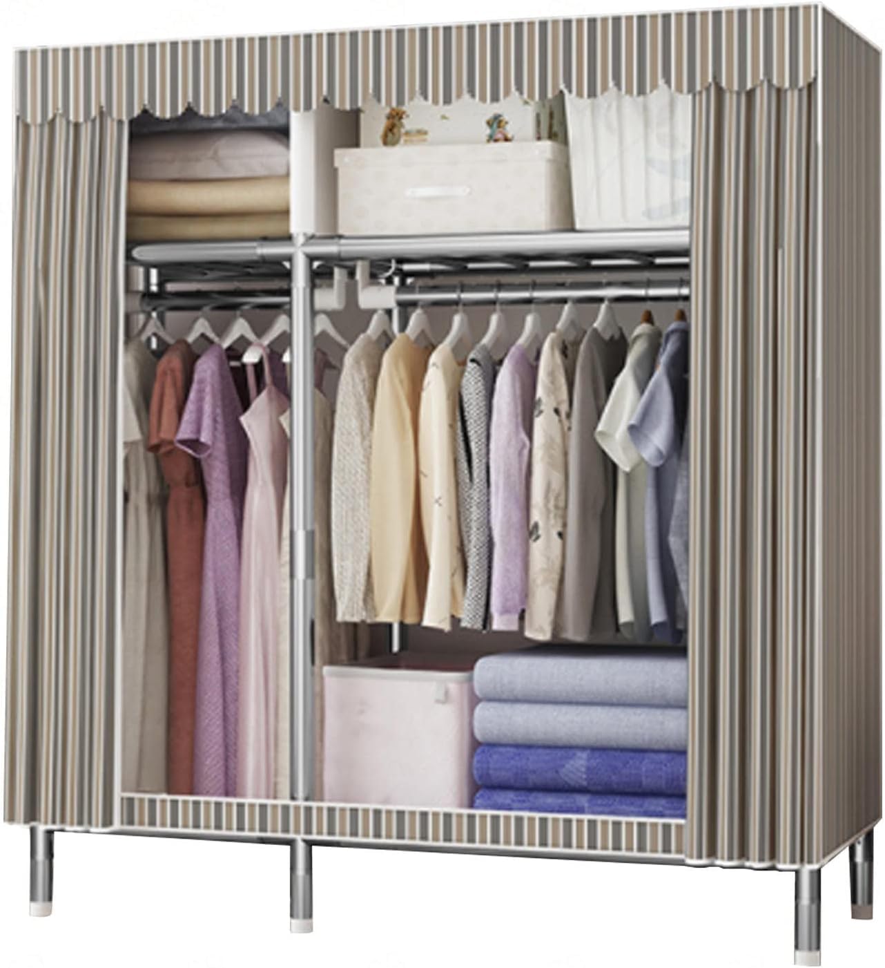 Armoire en toile pour vêtements penderie portable de rangement pour chambre C-130x45x170cm