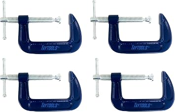 4 Pack Taytools 4 Inch C Clamps Malleable Steel Frame Power Coated Acme Threads Zinc Plated Carbon Steel Spindle and Sliding Bar 4, 4 inch