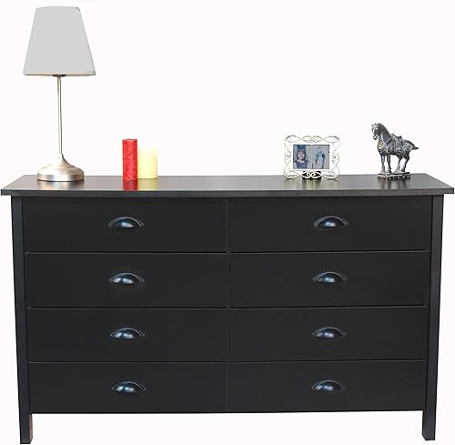 Cómoda Nouvelle con 8 cajones color negro.