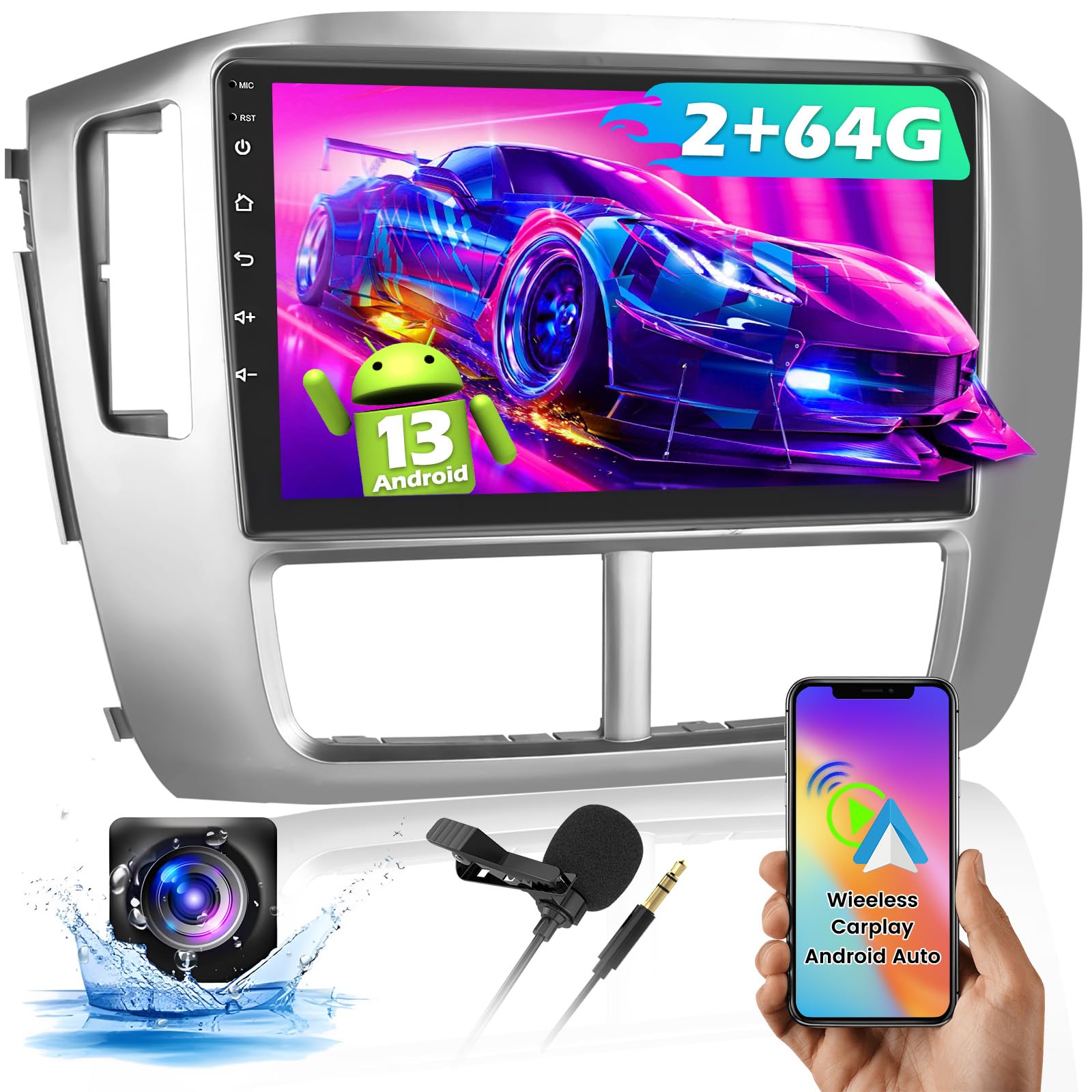 Fuluku for Honda Pilot 2006-2008 【2+64GB Carplay Radio】 Android Car Stereo with Wireless Carplay Android Auto, 9'' Touch Screen Car Radio GPS WiFi