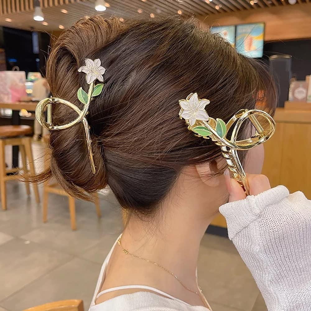 Amazon.co.jp: フラワー バンスクリップ メタル ゴールド ヘアバンド