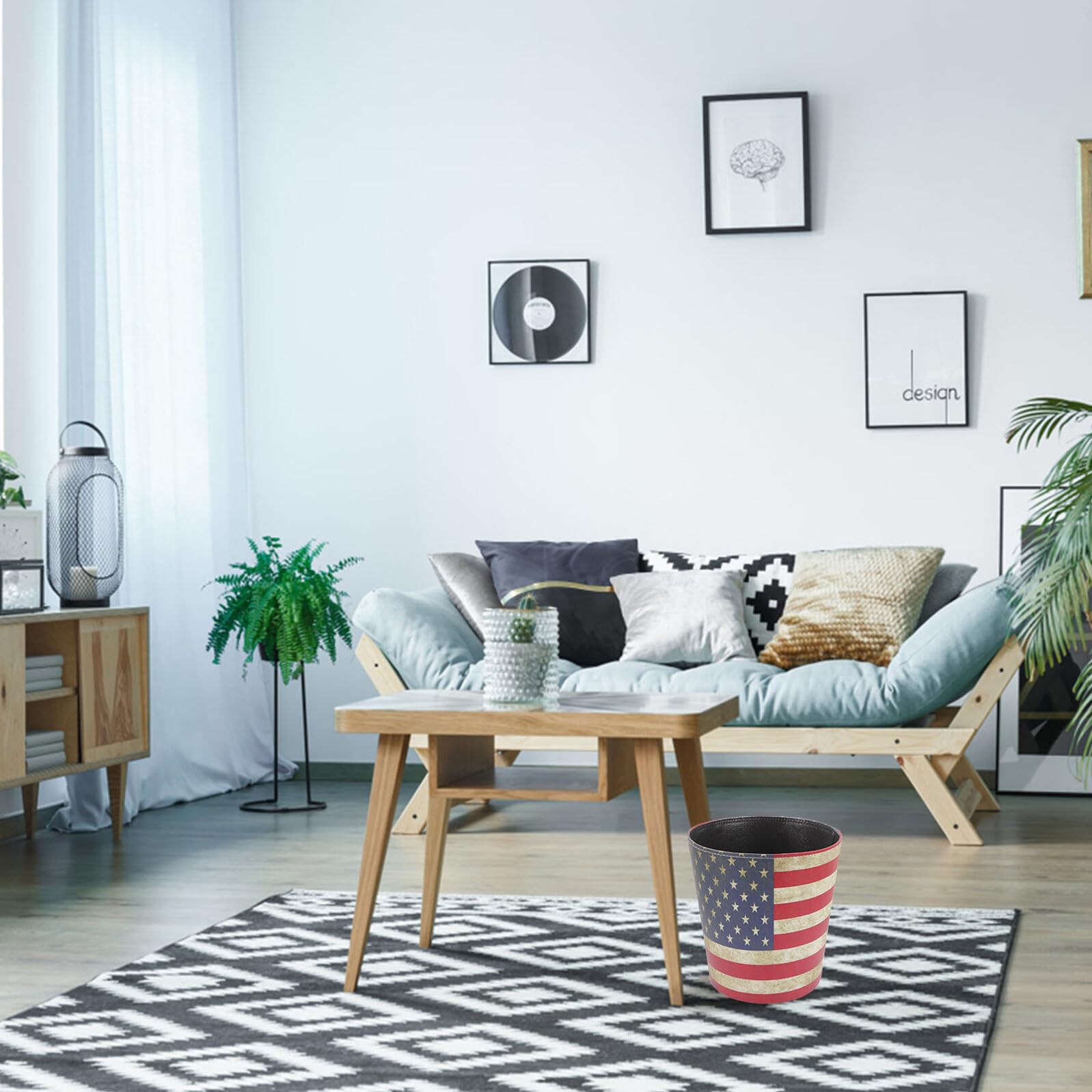 Cestino per Rifiuti in Stile Europeo Retrò in Pu senza Coperchio, Contenitore Creativo per Rifiuti da Ufficio e Casa, Secchio Carta Straccia Lavabile e Riutilizzabile, Design