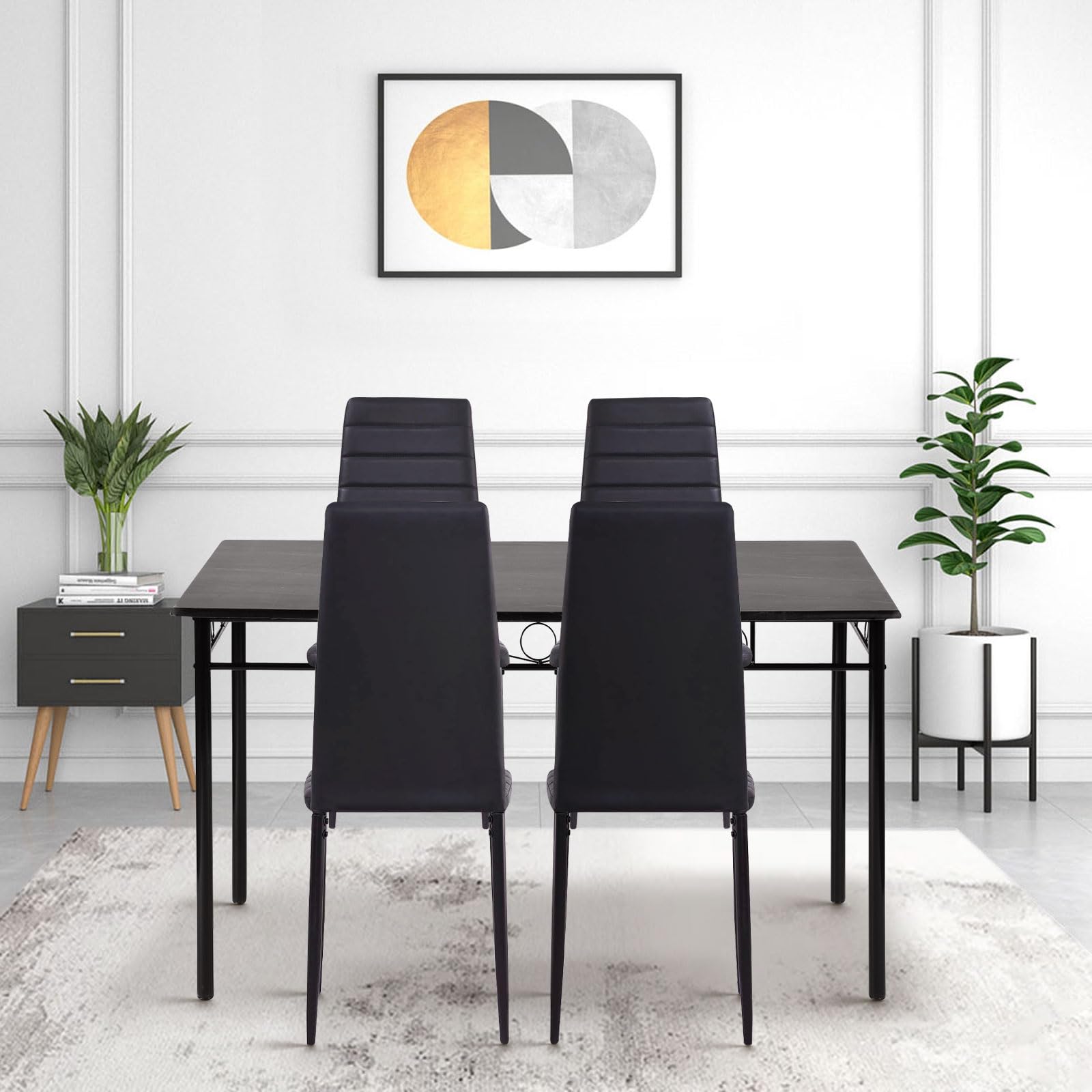 Lot De 4 Chaises De Salle à Manger Anrekl - Accoudoirs, Rembourrées Grises, Pieds Métal - Confort Et Style