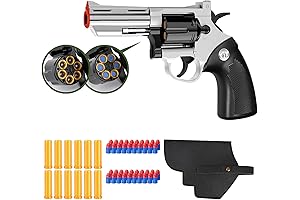 Silver - Soft Bullet Revolver, Kids Air Soft Bullet Gun Pistol Game...