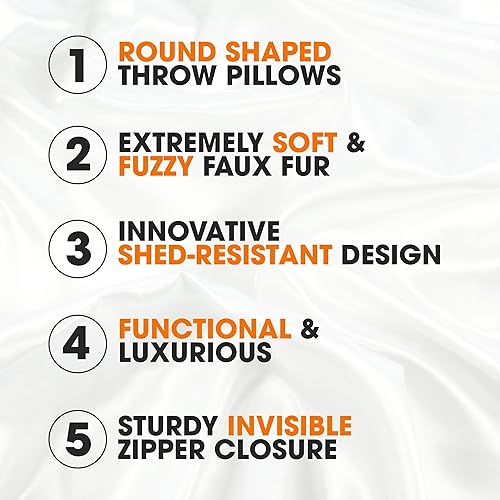 Miniatura 2 de Cheer Collection Almohadas de piel sintética, decorativas, redondas, para sofá y cama, lavables a máquina, 18 pulgadas, color granate (juego de 2)