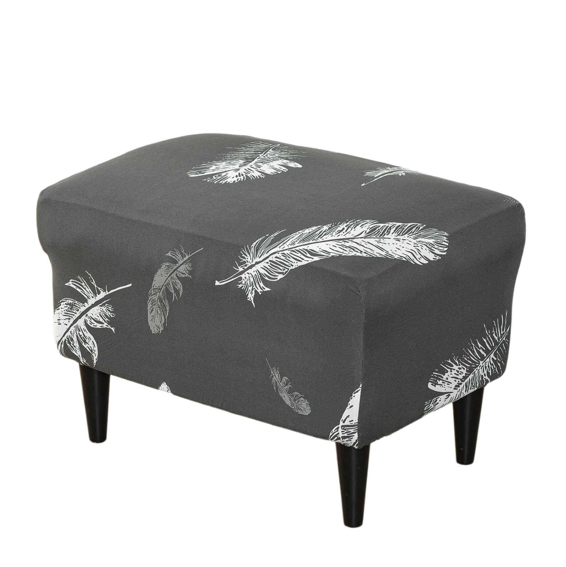 Highdi Housse Ottomane Housses de Pouf Extensible Rectangulaire, Housse de Repose-Pieds Protecteur de Meubles Housse de Tabouret avec Fond Élastique Antidérapante (Marron café,Housse de ottomane