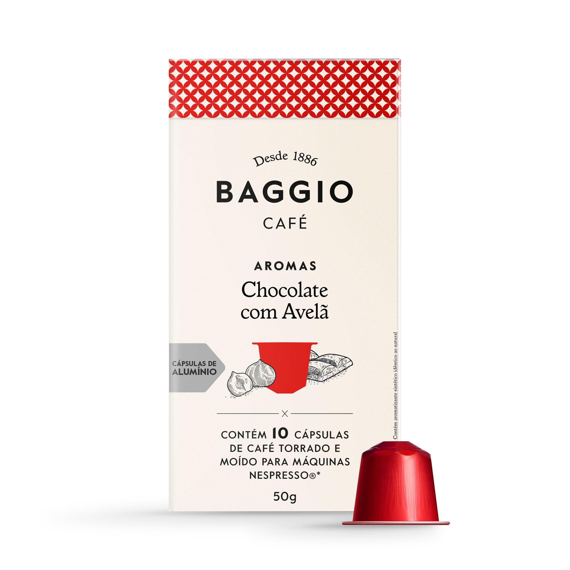 Baggio Café Gourmet Flavored Coffee Capsules - Compatible with Nespresso Pods Original Machine | (Chocolate with Hazelnut, 10 Caps)