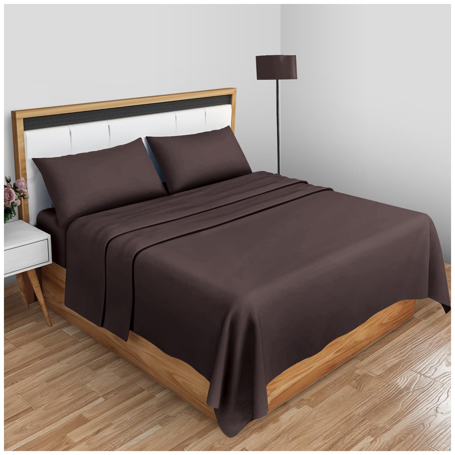 Gc Gaveno Cavailia Chocolate Gaveno Cavailia Super Soft Plain Dyed Diamond Flat Sheet [ Super King - ]