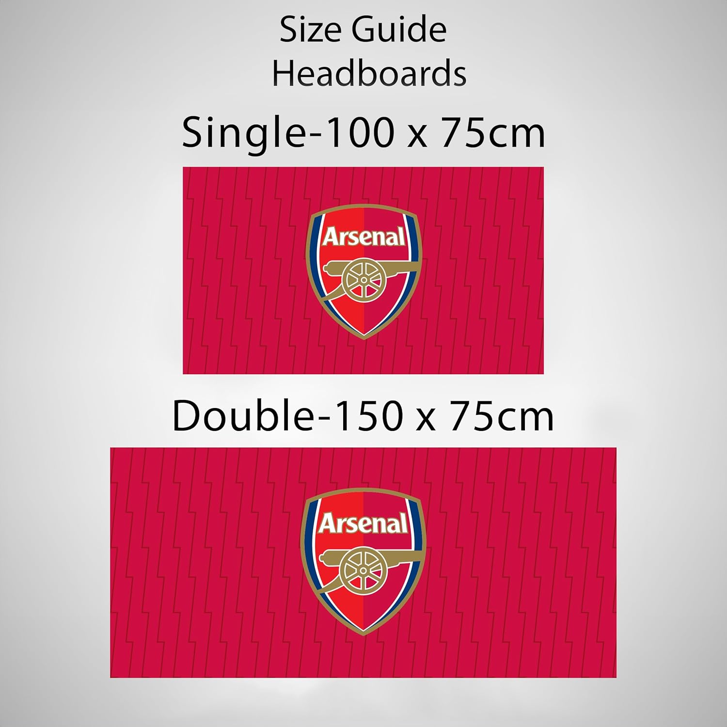 Arsenal FC Adjustable Single Headboard - 100cm W x 75cm H - Colour Crest on Brightening Texture