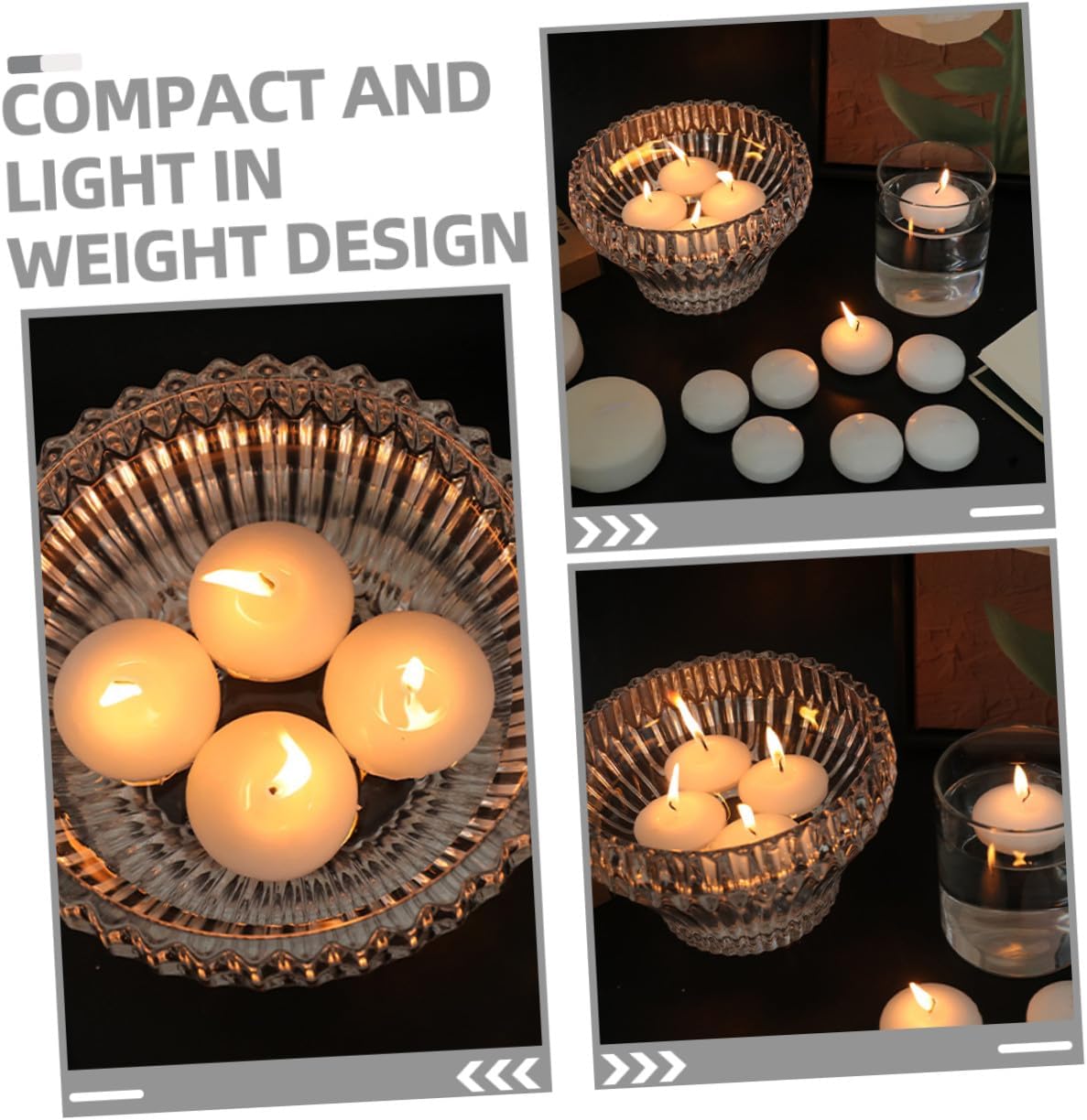 BESPORTBLE 6pcs Unscented Small Round Floating Wedding Candles 4.5x2.5cm Unscented Decorative Tea Candles for Romantic Dinner Spa Party Centerpieces