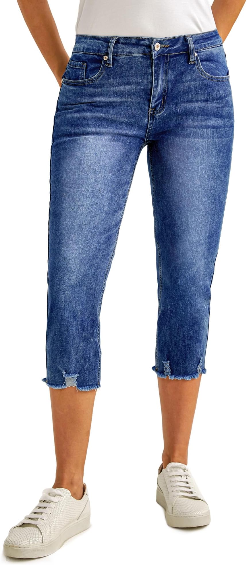 luvamiaJean Capri Pants for Women High Waisted Ripped Skinny Jeans Stretchy Denim Capris Cropped Jeggings with Pockets