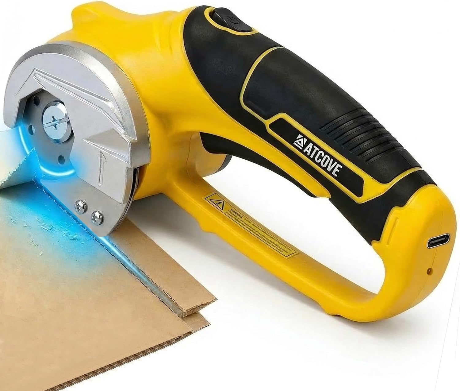 Cordless Electric Scissors - 4V Rechargeable Cardboard Cutter with Safety Lock and LED Light - Electric Box Cutter for Cardboard, Fabric, Leather, Rope - Cordless Scissors Cutting Tool up to 0.25 in