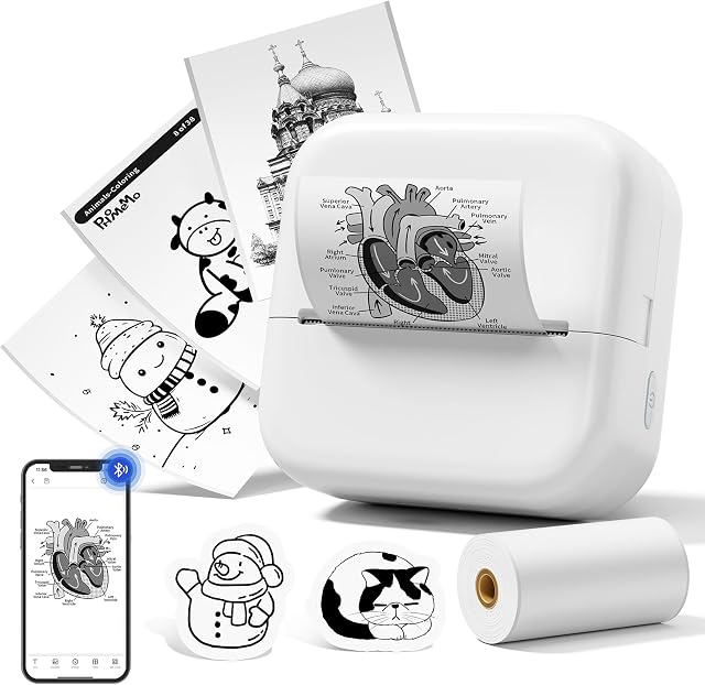 Mini Sticker Printer - AI Smart APP Thermal Sticker Maker Bluetooth Print Pod Inkless Pocket Printer Portable Photo Printer for Study Notes, DIY Creation, Memories, to-do List, Gift, Receipt