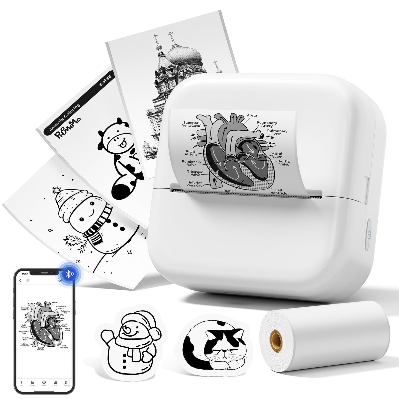 Mini Sticker Printer Box with AI Smart APP Thermal Print Pods Sticker Maker Machine, Kid Gifts for Holiday, Birthday, Impresora Portátil, DIY Creative, Diaries, Memos, Photo