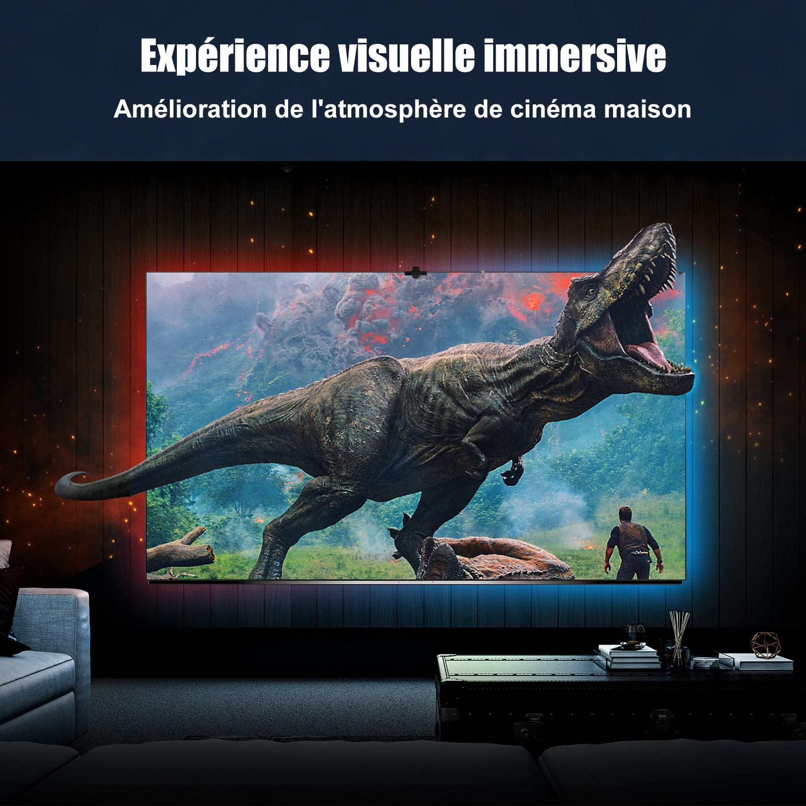 Diyife TV Backlight avec AR Farbe Sync pour Téléviseurs de 55 à 65 Pouces, 4M Bande LED TV Smart RGB avec Caméra, Rétro-éclairage LED pour TV à Immersion, Télécommande et Application