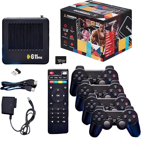 All8bit G11 Pro 100,000 juegos 4 controladores, todas las consolas G11 Pro de 8 bits con controladores inalámbricos de 0.08 oz, caja de juegos G11