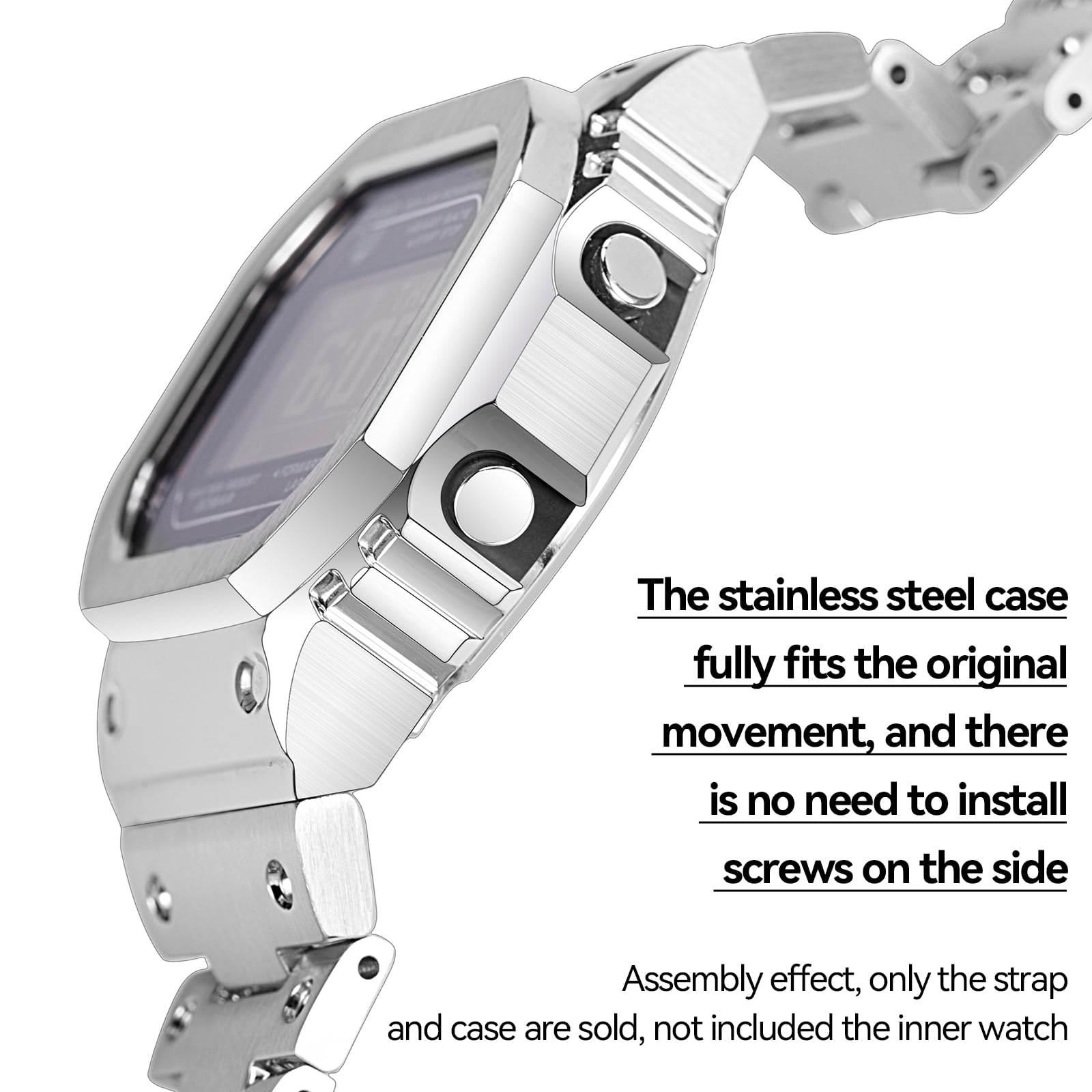 Zestaw MOD metalowy pasek do zegarka i etui na zegarek kompatybilny z Casio dla mężczyzn G-SHOCK DW-H5600 316 bransoletka ze stali nierdzewnej pasek i ramka