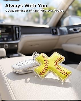 Softball Pocket Cross with Verse Card, Acrylic Christian Encouragement Gift for Softball Players Girls Teens Coaches Team Members, Faith Reminder for Game Day Team Gifts Athlete Keepsake