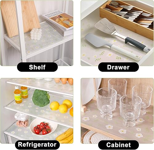 Miniatura 8 de Cooyes Revestimiento de cajón y estante para armarios de cocina no adhesivo, extra largo de 11.8 x 236 pulgadas, antideslizante, lavable, forros