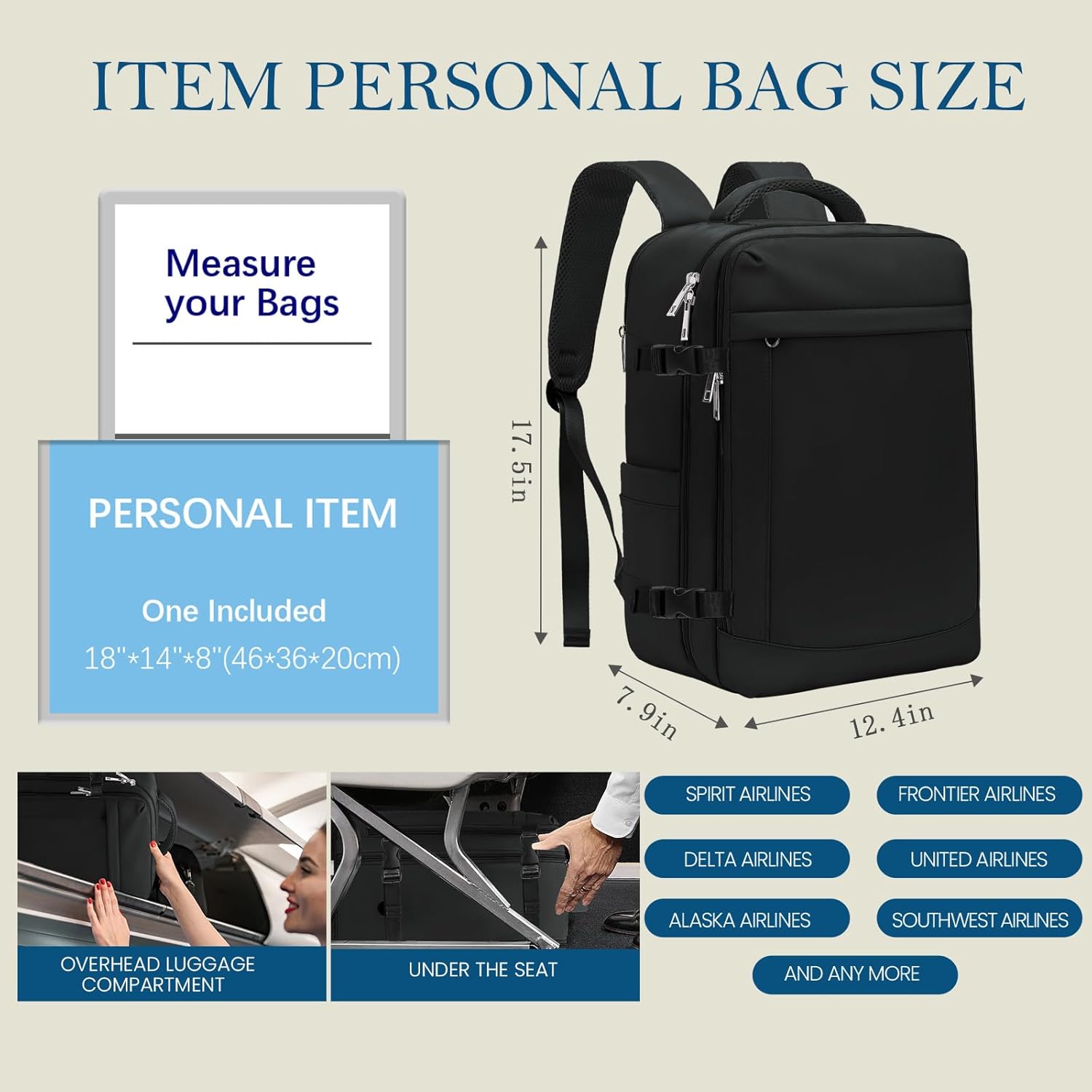 for Spirit Airlines Personal Item Bag 18x14x8 Inches Liberia Ubuy