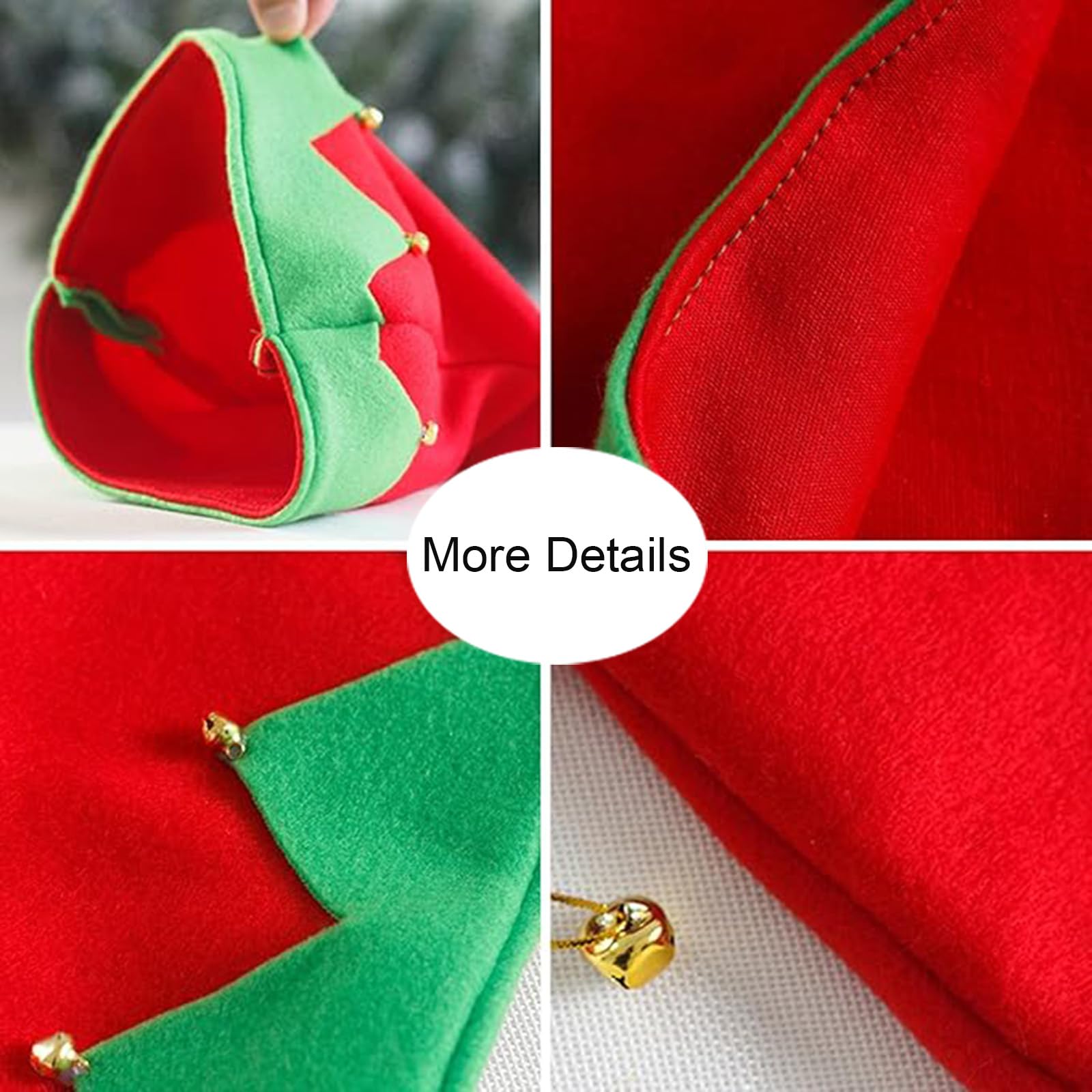 4 Pieces Christmas Fairy Hat Onlvmyur Elf Hat Adult Kids Funny Santa Hats and 4 works of Elf Ears for Christmas Fancy Dress Up - Image 3