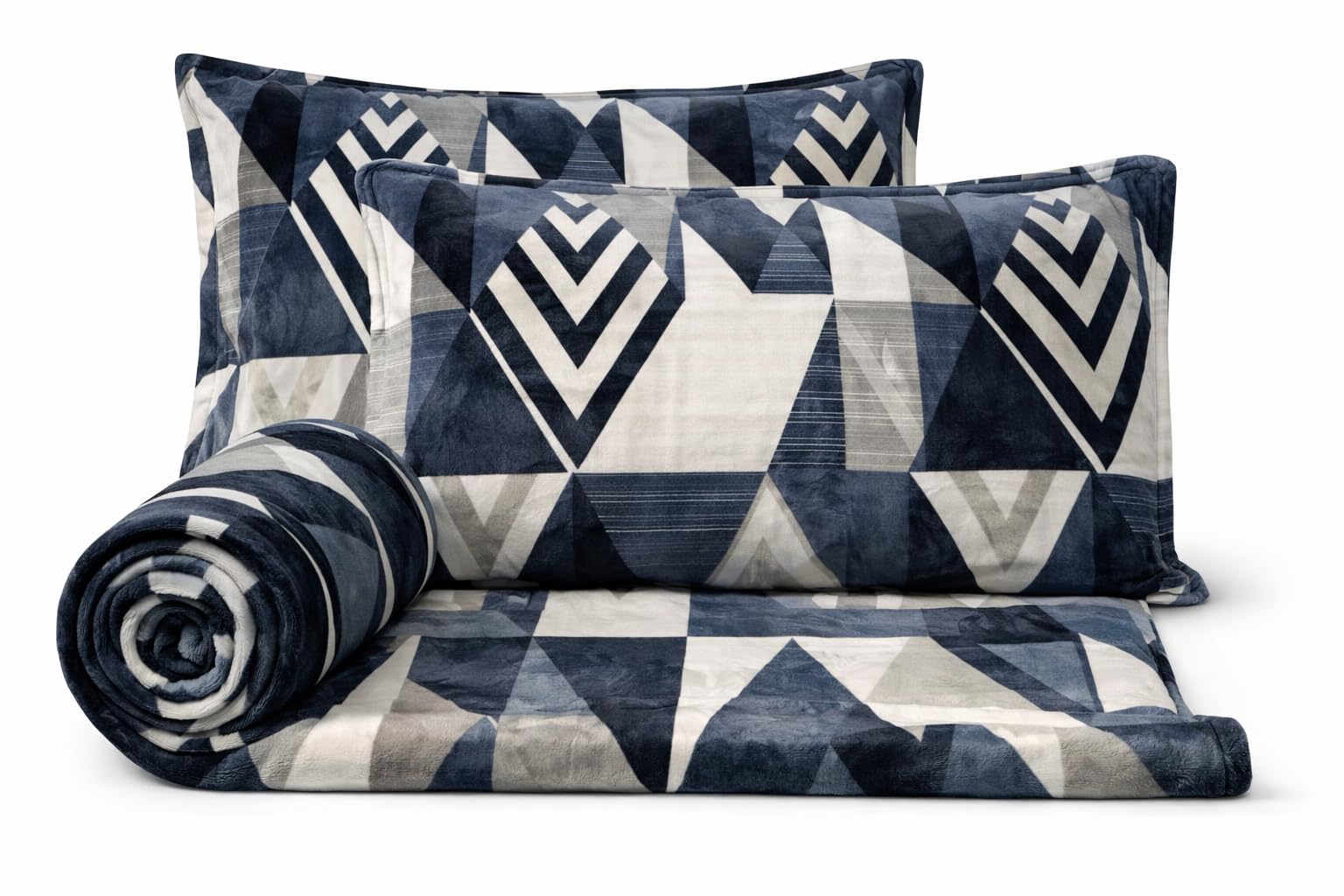Gullivar Cannes AC Blanket Double Bed 90x100 Inches with 2 Pillow Covers | 155 GSM Lightweight Flannel Blanket | Soft Touch Warm Bedsheet & All Season Comforter for AC Room & Mid Winter -Navy Blue