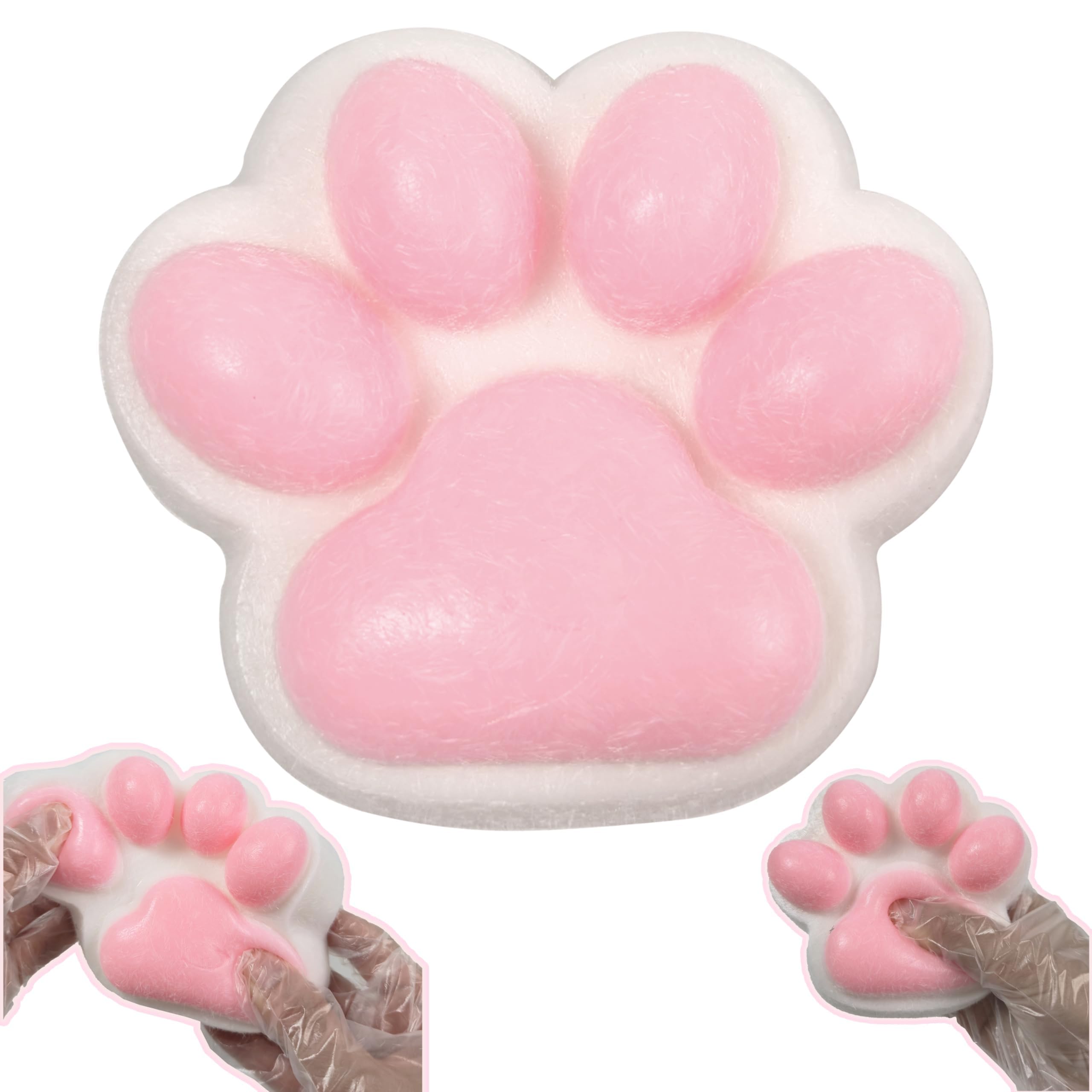 5-Inch Furry Cat Paw Sensory Toy - Plush Pink Taba Style Squishy Stress Relief, Cute Fufu Anxiety Relief Fidget Toys for Adults & Party Favors