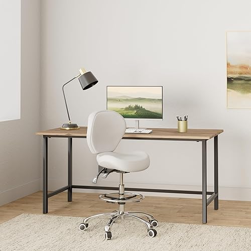 Miniatura 2 de Grace & Grace - Silla de dibujo rodante, taburete ajustable en altura con respaldo y reposapiés para computadora, estudio, taller, aula,