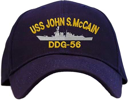 Amazon.com: USS John S. McCain DDG-56 刺繡棒球帽- 海軍藍
