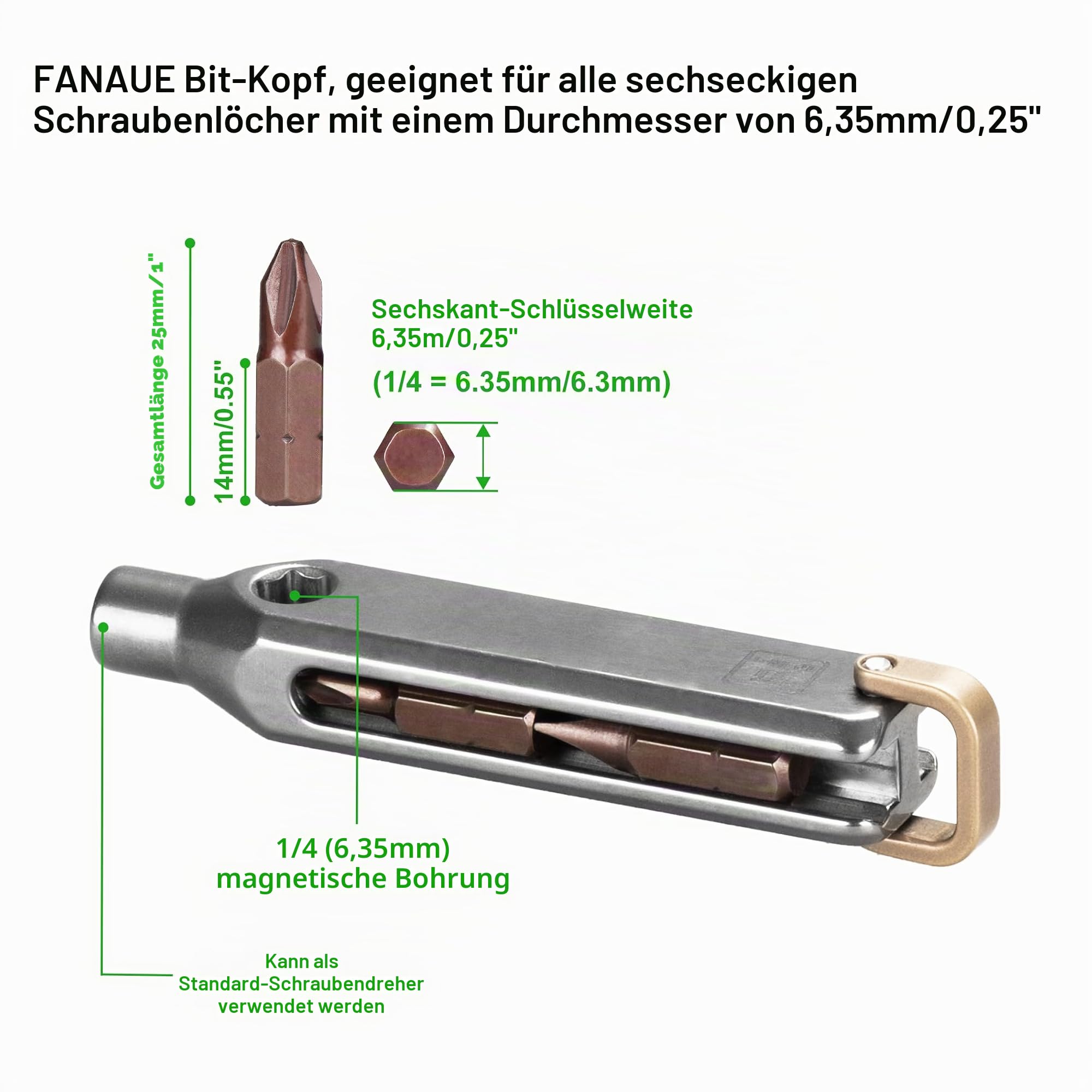 FANAUE Kleiner EDC-Multi-Bit-Taschen-Schraubendreher, professionelles magnetisches Reparaturwerkzeug-Set, 10-in-1-Mini-Präzisions-Schraubendreher-Set, magnetisches Reparatur-Multitool für den