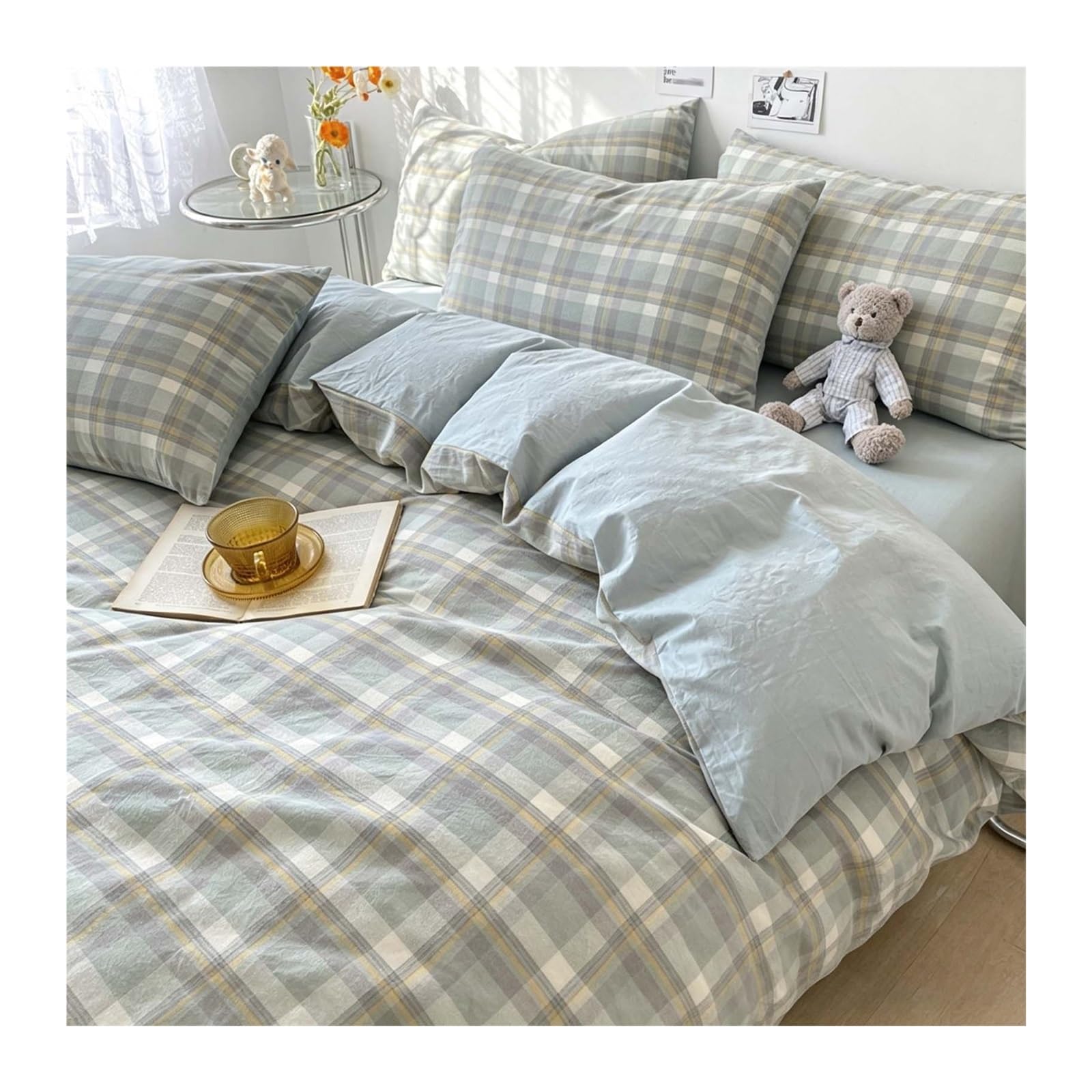 Belle et Confortable Housse de Couette Vichy avec finition fermeture éclair haut de gamme