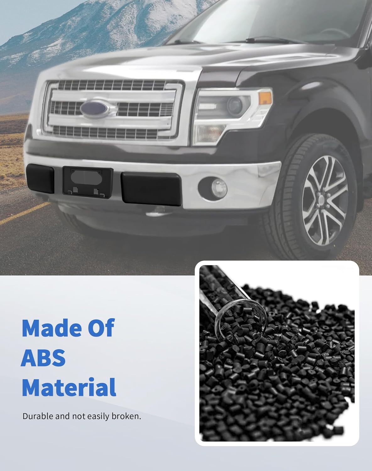 Fit for 2009-2014 F150 Bumper Guards Pads Insert +Front Licenses Plate Frame Bracket Mounting Frame Holder(NOT Fit SVT and Ecoboost Models)