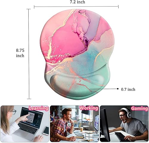 Miniatura 5 de Alfombrilla de mouse con soporte de muñeca, ergonómica para aliviar el dolor, cómoda almohadilla de silicona para mouse con base de poliuretano
