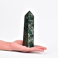 Vista 92 de JIC Gem Extra Large Rare Dendritic Jade Crystal Tower Natural Quartz Crystal Tower Point Wand Large Crystals and Stone Energy Crystal Wand Home