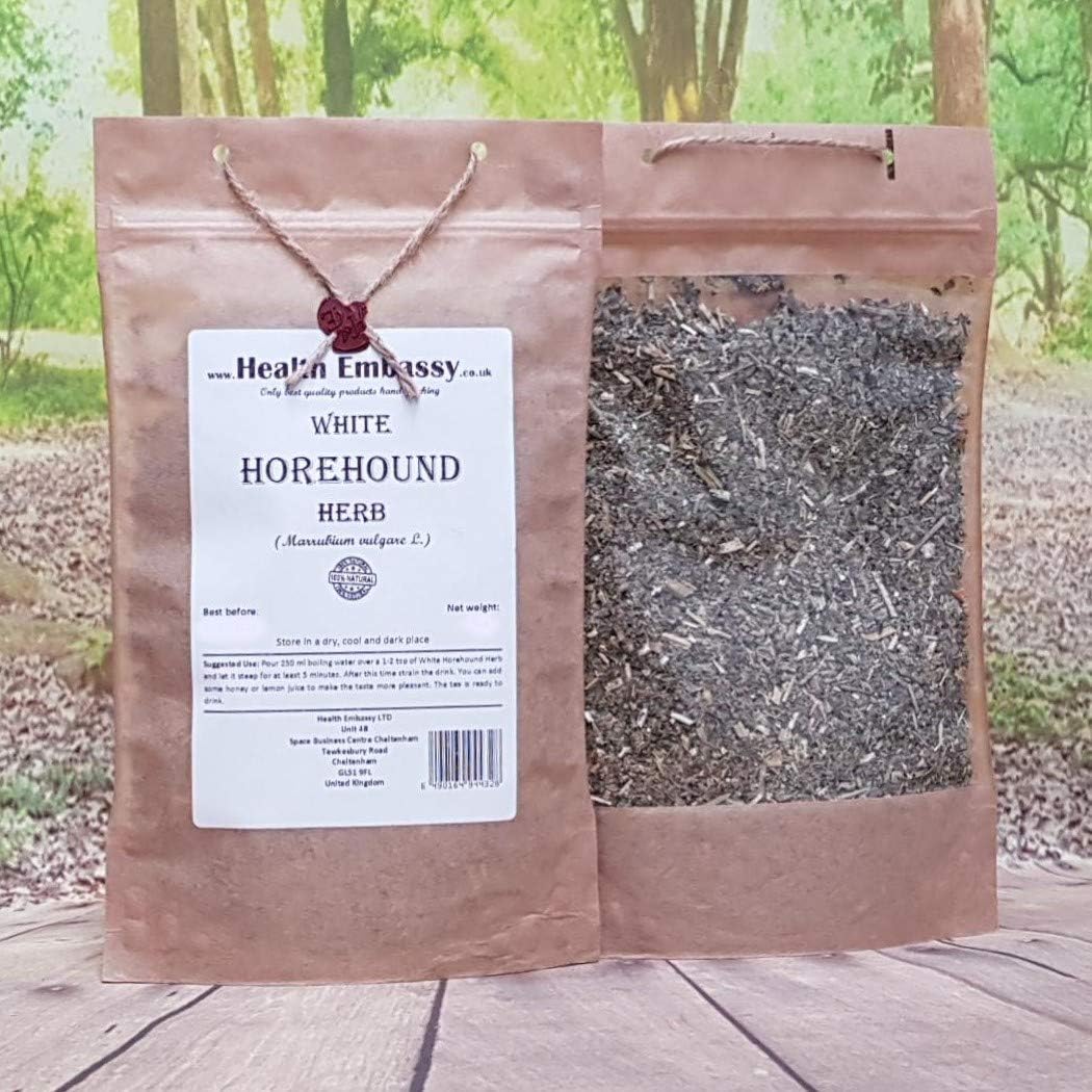 Health Embassy White Horehound Herb | Marrubium Vulgare L | Herbal Tea (100g)