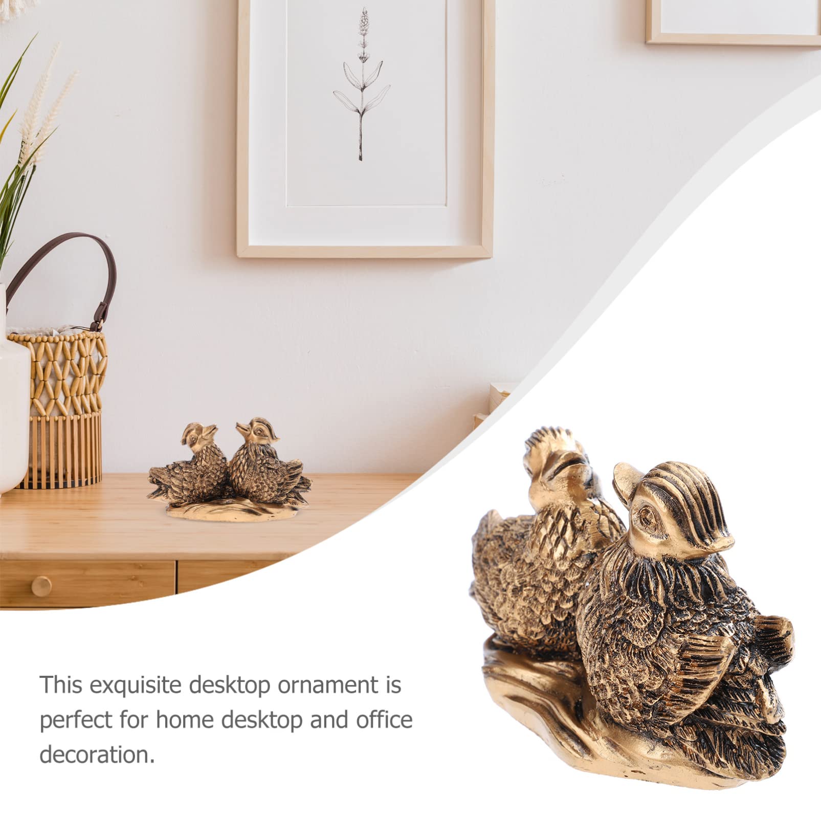 Angoily Mandarin Duck Ornaments Feng Shui Love Birds Couple Figurine 3.54 Inch Decorative Statue for Home and Office Desk Artware - Image 2