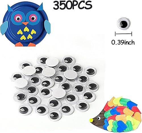 Miniatura 5 de Vivixin 730 piezas autoadhesivas que se mueven Googly Eyes, Ojo Googly de plástico negro para manualidades, ojos saltones tambaleantes, grandes