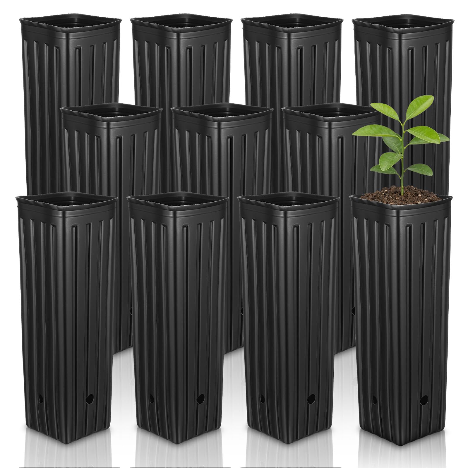 Bolsas para cultivo de flores con plástico negro grueso que protege las raíces de la luz