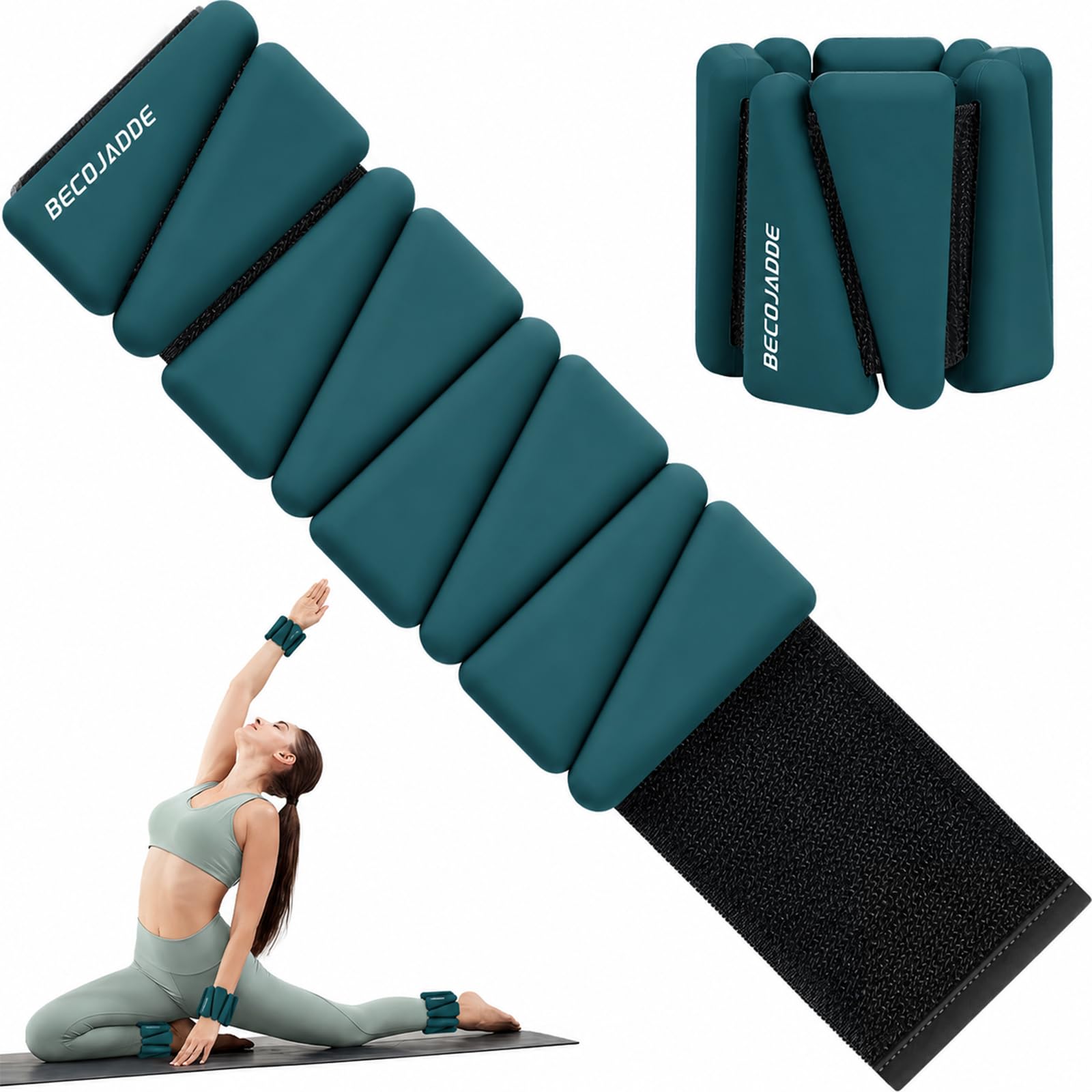 BECOJADDE Ankle Weights Set of 2 (1 lb/2 lb/3 lb Each) Adjustable Wrist Weights for Women Men Wearable Arm Leg Weight for Pilates, Running, Walking, Workout, Yoga