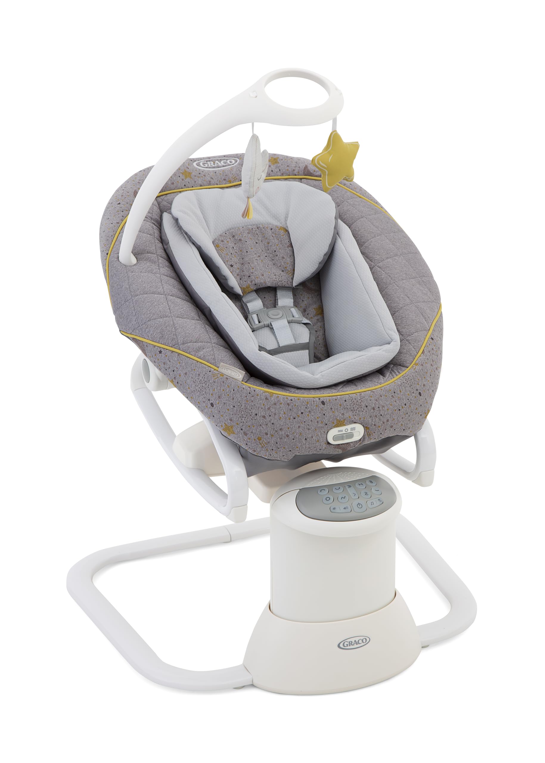 Graco All Ways Soother - Mecedora y sillita portátil para bebés 2 en 1, de recién nacidos a 9 meses aproximadamente (0-9 kg), con vibración y velocidad de balanceo ajustable, estampado Stargazer