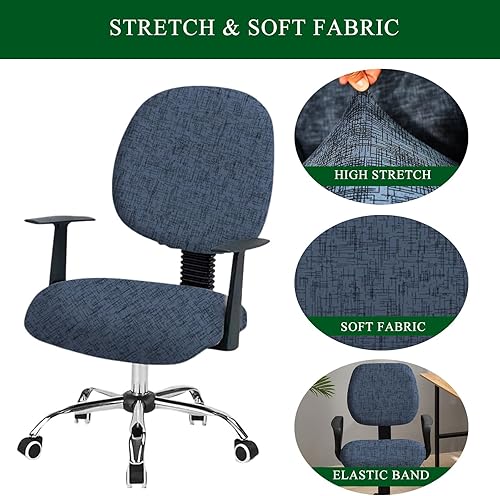 Miniatura 2 de CRFATOP Funda elástica para silla de oficina de computadora, fundas giratorias de 2 piezas para silla de trabajo, funda de asiento + funda para