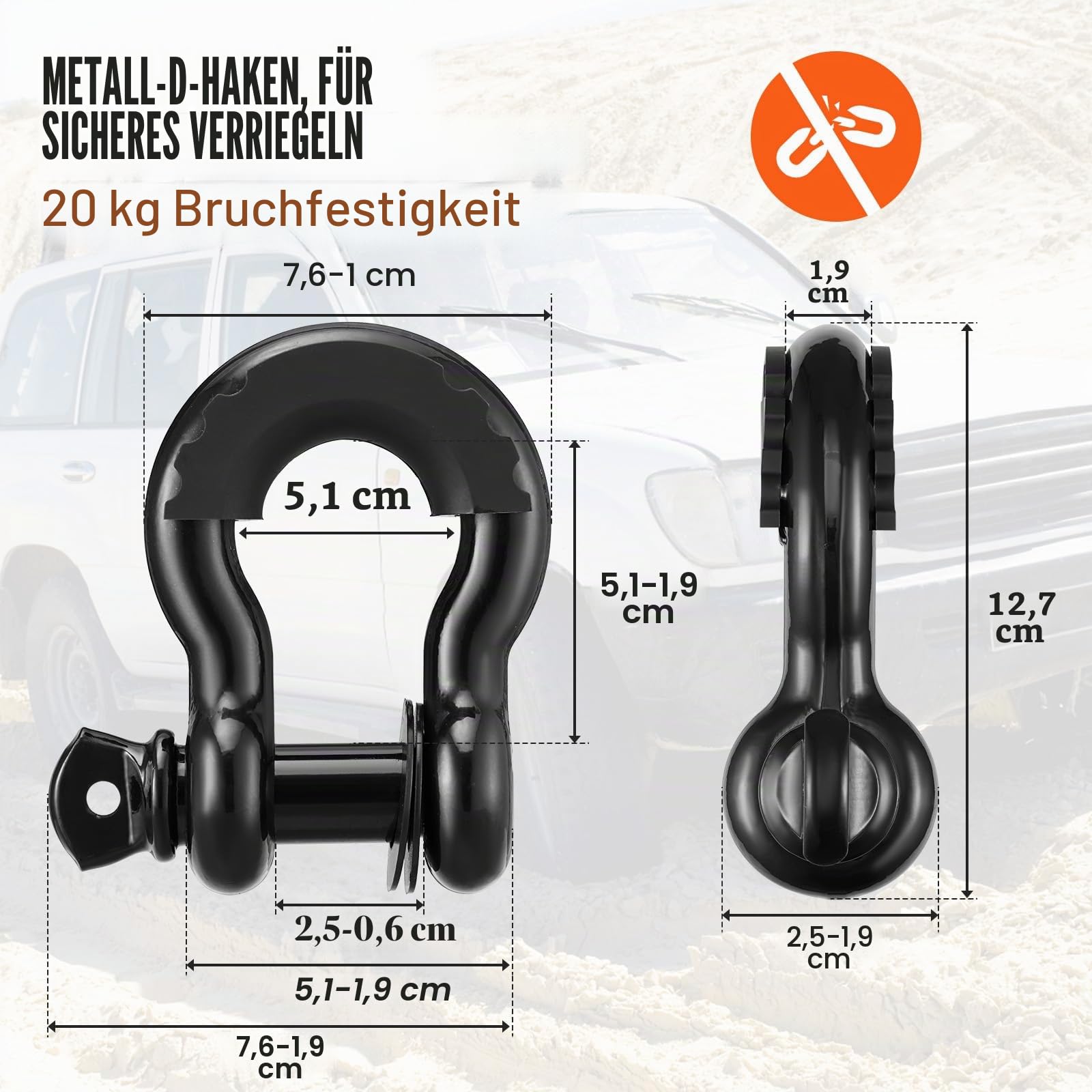 VEVOR Abschleppseil, 7,6 x 914,4 cm, Seilwinden-Bergungsset mit 13.608 kg Abschleppgurten, 20.000 kg D-Ring-Schäkeln, Schäkelempfänger, Umlenkrolle, Handschuhen, Aufbewahrungstasche für ATV-Jeep-Truck
