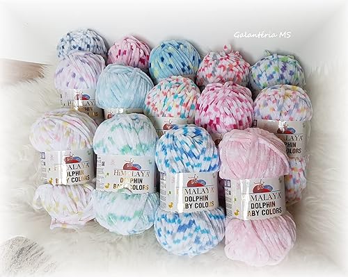 Miniatura 2 de Paquete de 2 madejas Himalaya Dolphin Baby Colors, cada madeja de 3.53 oz3,5 onzas, 120 mt 132 yardas, hilo súper voluminoso, hilo para manta, hilo