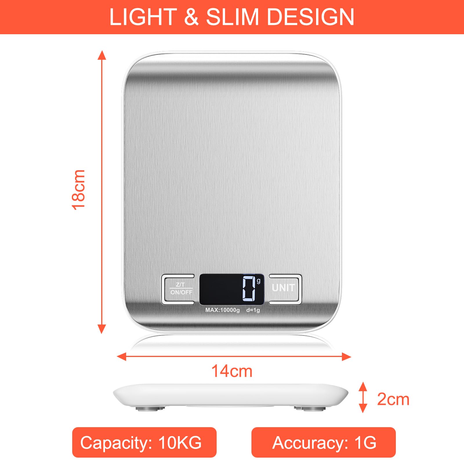 Gvolatee 10kg/1g Balance de cuisine precision Électronique, inoxydable pese aliment cuisine avec affichage Lcd et fonction tare, 6 unités, pesée des aliments pour la cuisson, pâtisserie et mélange Gvolatee 10kg/1g Balance de cuisine precision Électronique, inoxydable pese aliment cuisine avec affichage Lcd et fonction tare, 6 unités, pesée des aliments pour la cuisson, pâtisserie et mélange