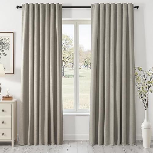 Vista 70 de Topfinel Cortinas Opacas y Cortinajes Marfil Crema de 84 Pulgadas de Largo, Beige con Pliegues Pinzados Completamente Opacas de Lino Natural