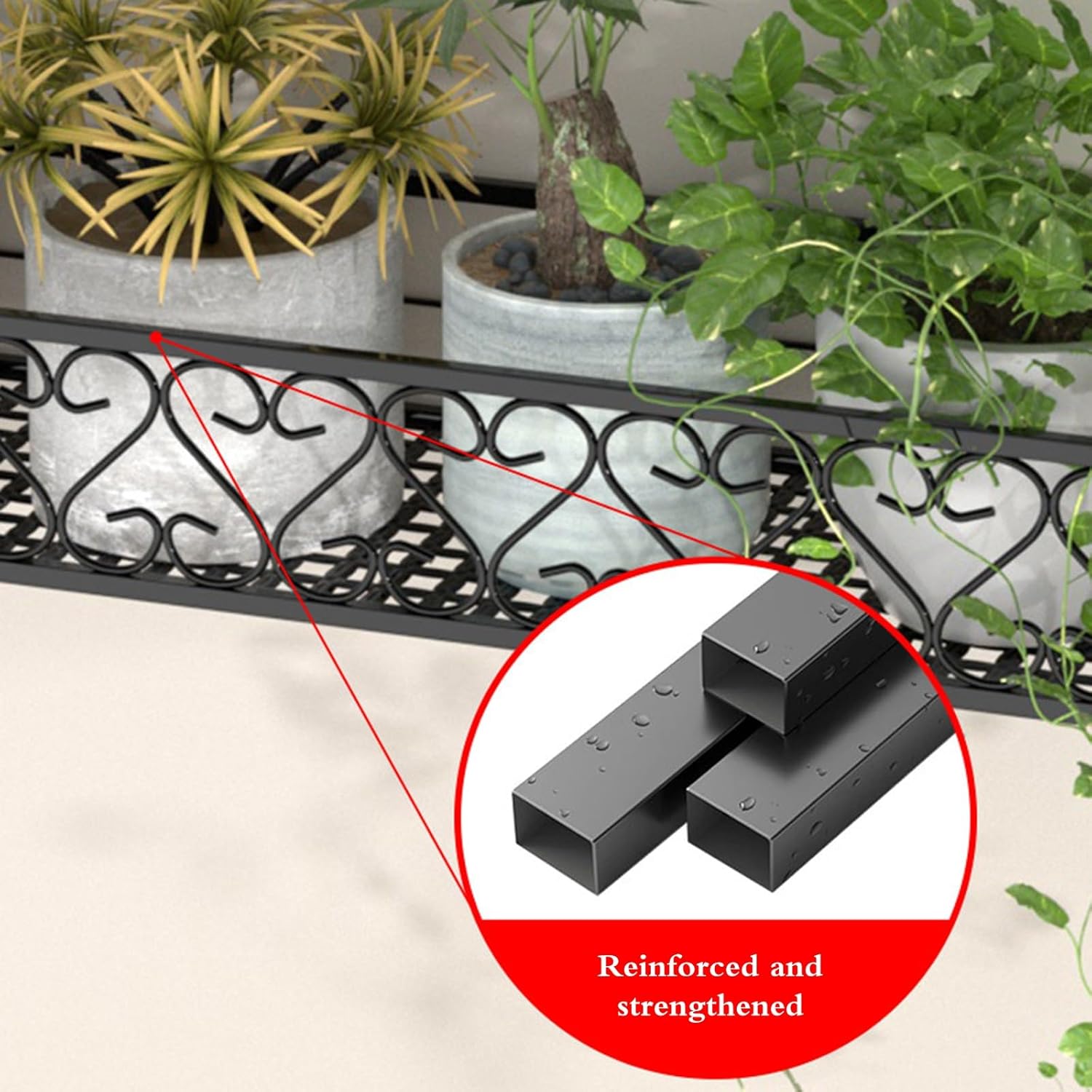 Plant-Racks Wall-Mounted Flower Shelf Holder – Iron Plant Pot Stand for Balcony, Living Room, Entryway Decor – Indoor/Outdoor Plant Display Rack(50 * 20 * 12cm)