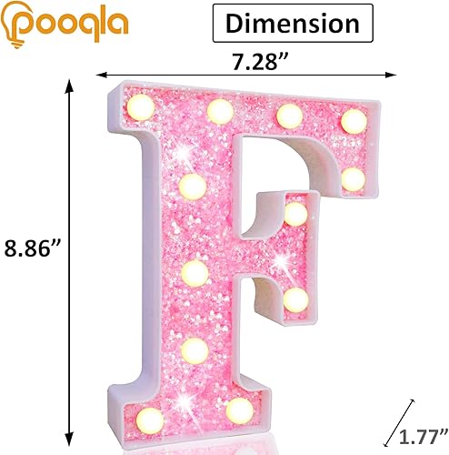 Miniatura 153 de Pooqla - Luz de números con iluminación LED rosa, funciona con pilas, con brillantina, para decoración de fiestas de cumpleaños y hogar Blanco cálido