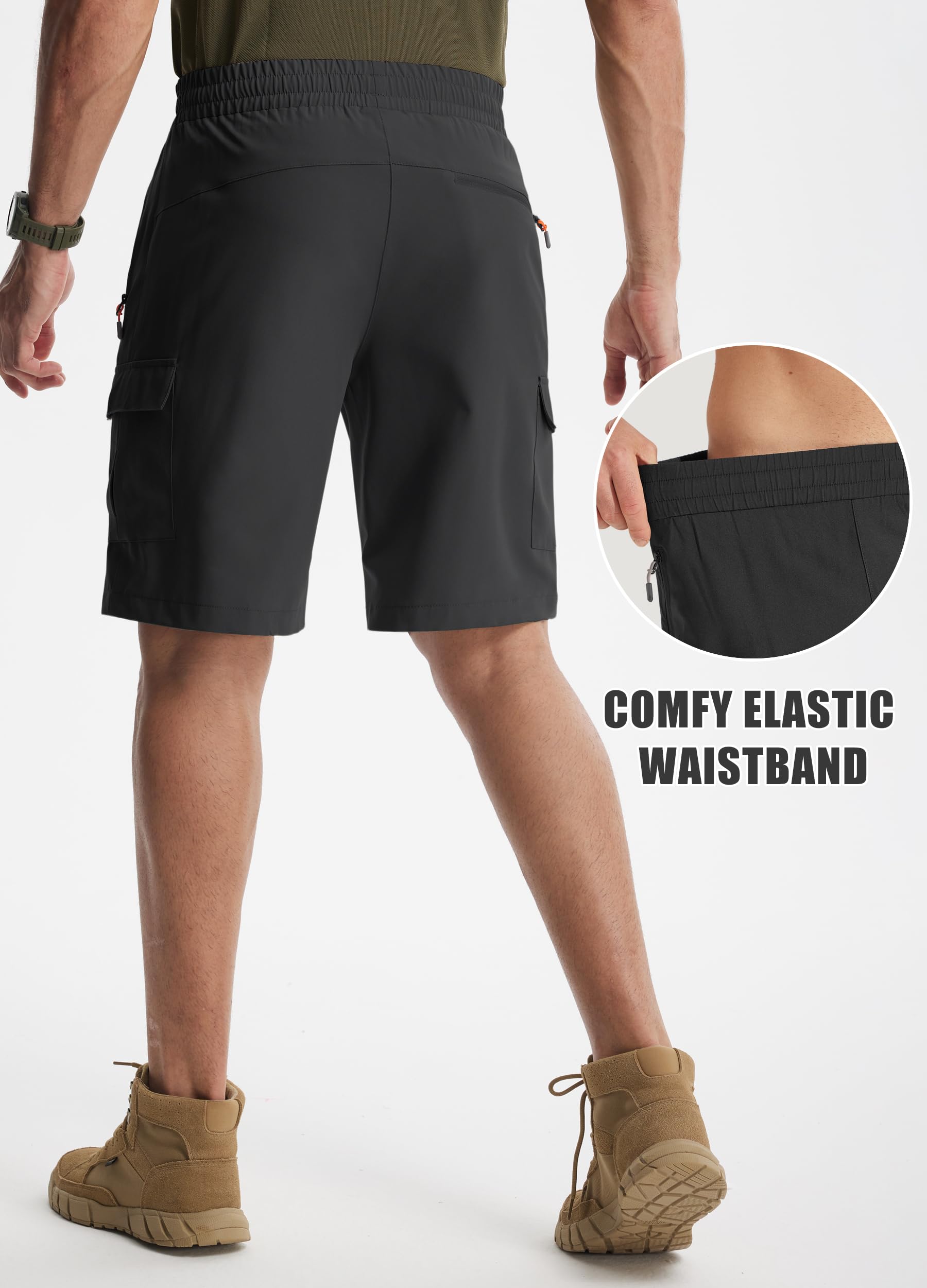 Libin Pantaloncini cargo da trekking da uomo, leggeri, ad asciugatura rapida, atletici, casual, per golf, attività all'aperto, tasche con cerniera