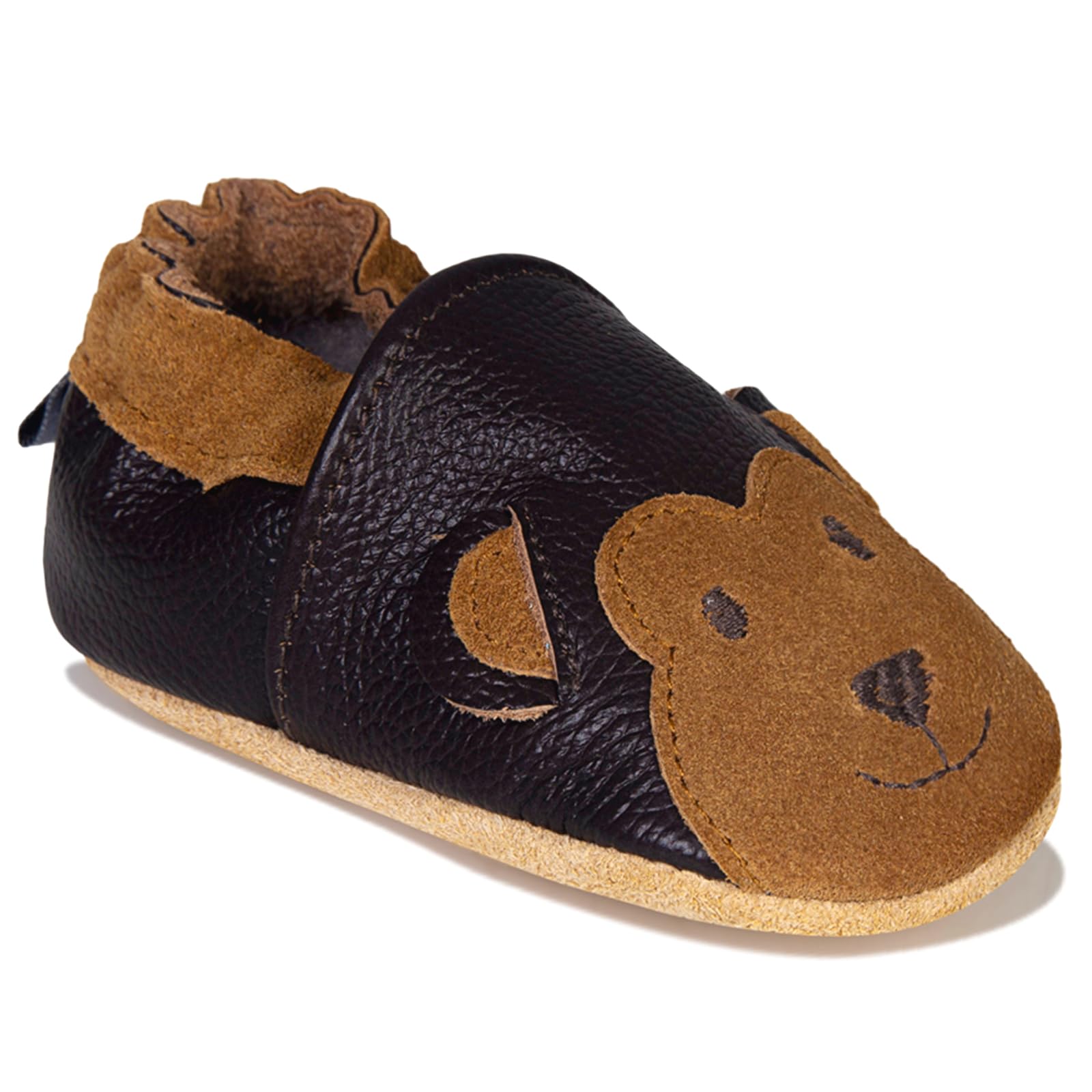IceUnicorn Krabbelschuhe Baby Jungen Mädchen Lauflernschuhe Baby Weicher Leder Babyhausschuhe Kleinkind Babyschuhe(Braun Hzi, 18-24 Monate)